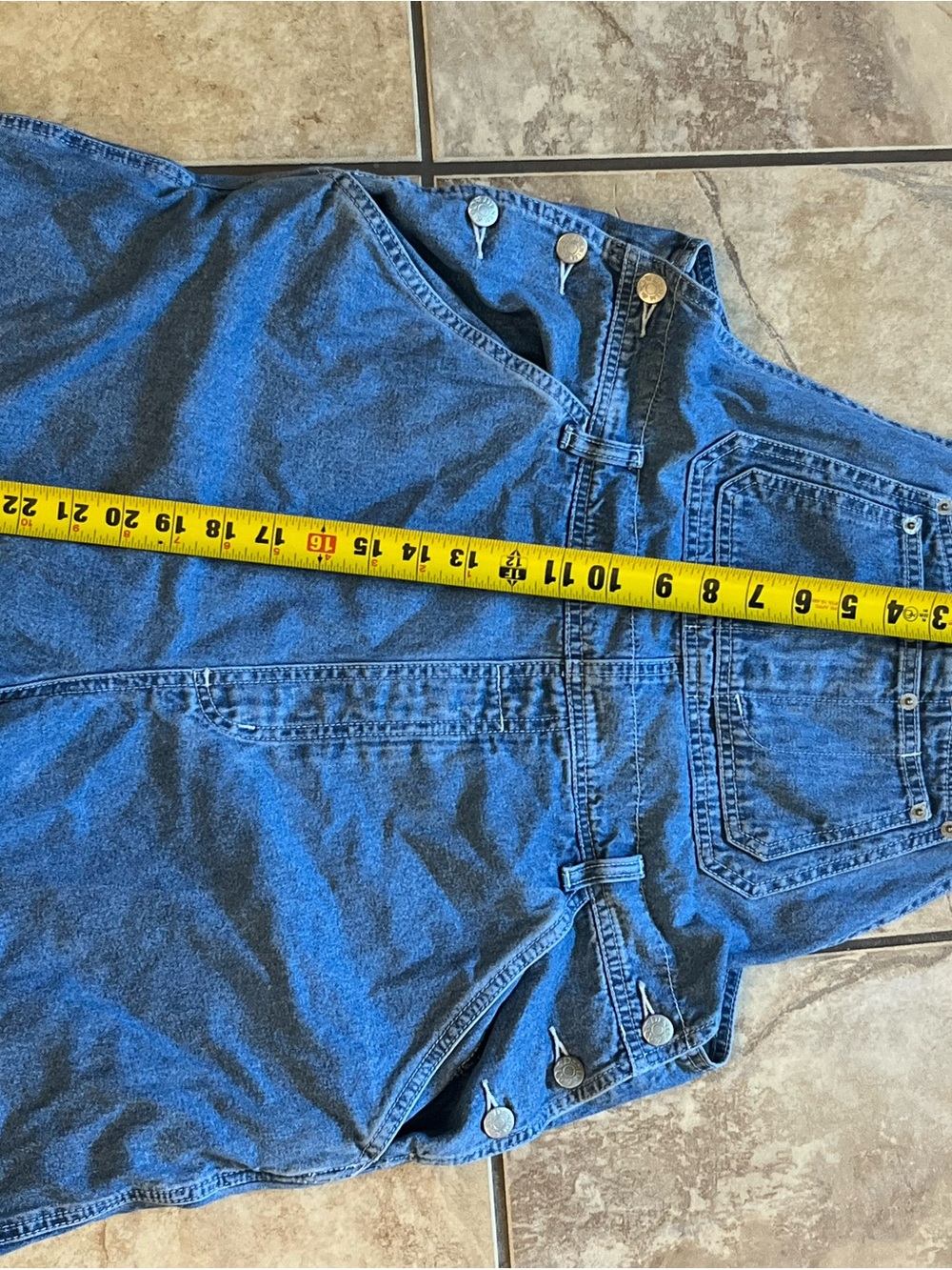 Denim & Co Vintage 90s Denim Short Overalls Large Pockets 100% Cotton - Picture 6 of 6